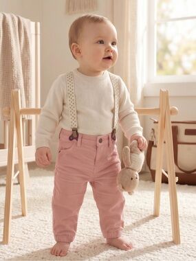 Toddler Pink Elastic-Cuff Casual Pants